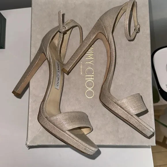 Jimmy Choo Champagne Natural Nude High Heel Sandals