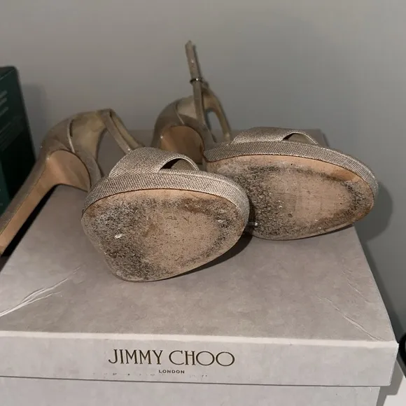 Jimmy Choo Champagne Natural Nude High Heel Sandals