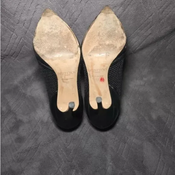 Jimmy Choo Elegant Black Mesh Women's Heels