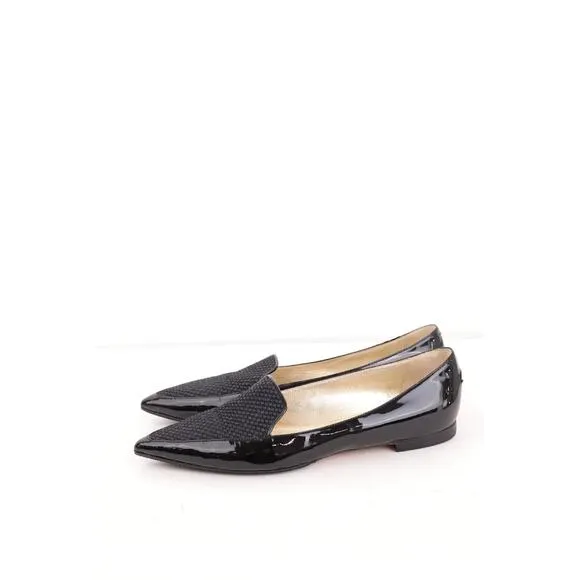 Jimmy Choo Guild Patent Leather Flats Shoes W Tags - 9 Black