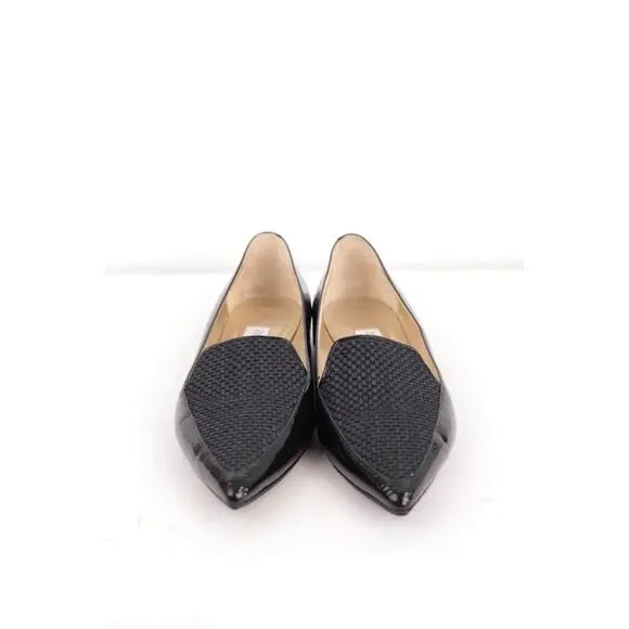 Jimmy Choo Guild Patent Leather Flats Shoes W Tags - 9 Black