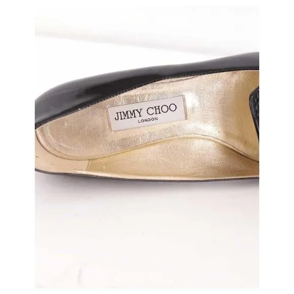 Jimmy Choo Guild Patent Leather Flats Shoes W Tags - 9 Black