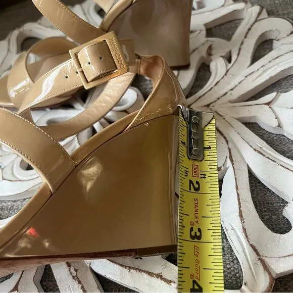 Jimmy Choo Patent Leather Wedge Heel Sandals Shoes Women’s 36 US 6
