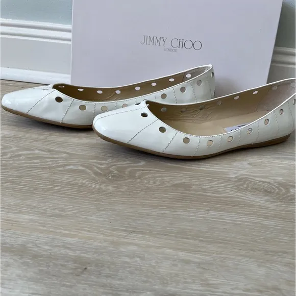 Jimmy Choo shoes white patent leather flats