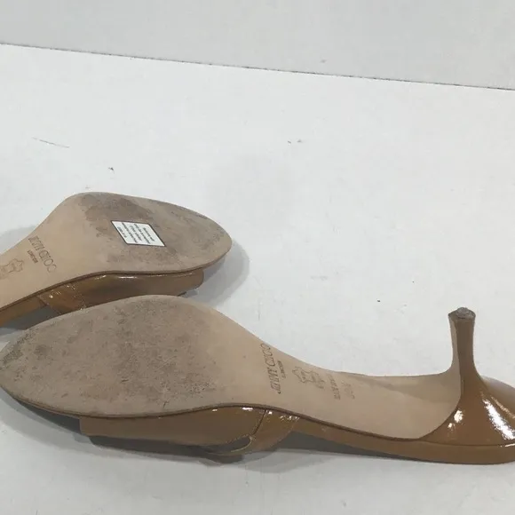 Jimmy Choo Tan Patent Leather Women's Slide Sandals Size 39.5