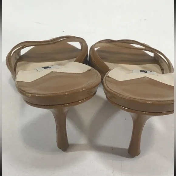 Jimmy Choo Tan Patent Leather Women's Slide Sandals Size 39.5