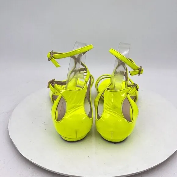 Jimmy Choo Women Size EU 39 US 9 Shocking Yellow Patent Leather Gladiator Shoes