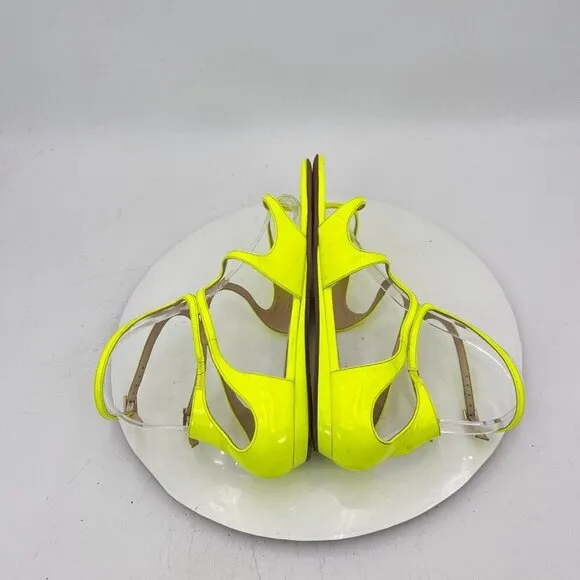 Jimmy Choo Women Size EU 39 US 9 Shocking Yellow Patent Leather Gladiator Shoes