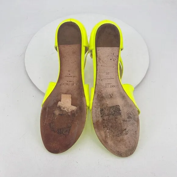 Jimmy Choo Women Size EU 39 US 9 Shocking Yellow Patent Leather Gladiator Shoes