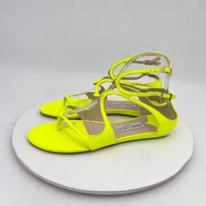 Jimmy Choo Women Size EU 39 US 9 Shocking Yellow Patent Leather Gladiator Shoes