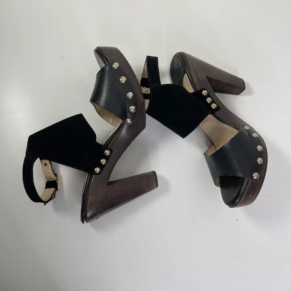 Jimmy Choo Women's Black Suede Leather Ultima Platform Studded Heels EU Size 41