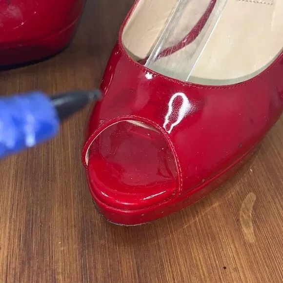 Jimmy Choo Patent Leather Slingback Pumps Heels Sandals Red Women’s size 38.5