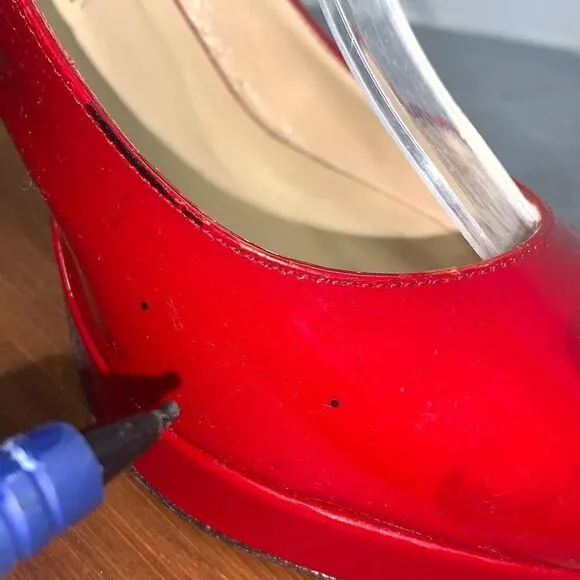 Jimmy Choo Patent Leather Slingback Pumps Heels Sandals Red Women’s size 38.5