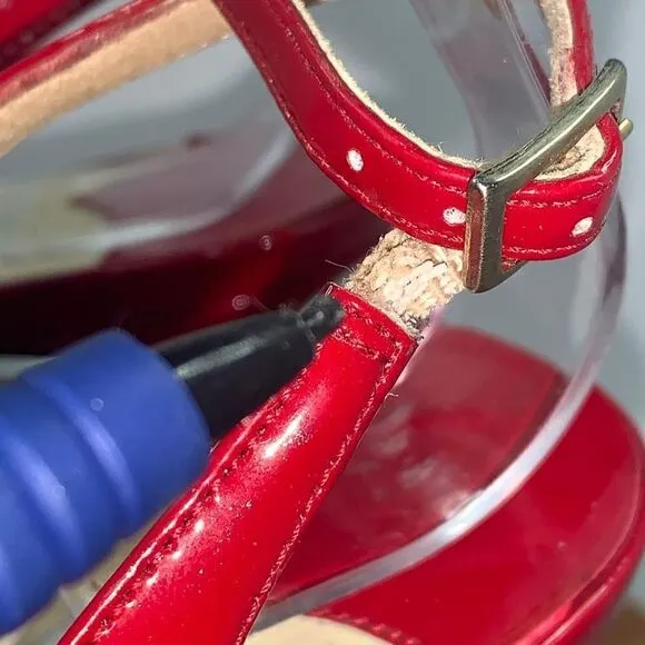 Jimmy Choo Patent Leather Slingback Pumps Heels Sandals Red Women’s size 38.5