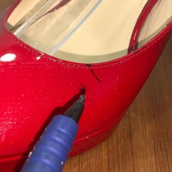 Jimmy Choo Patent Leather Slingback Pumps Heels Sandals Red Women’s size 38.5