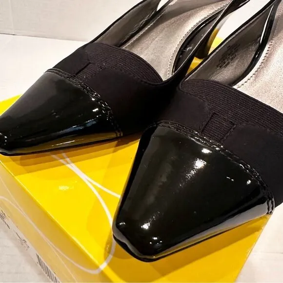 Joan &amp; David Luxe CJDameka Slingback Pump Women's 9 Black Fabric‎ Upper NEW