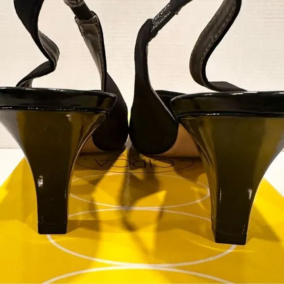 Joan &amp; David Luxe CJDameka Slingback Pump Women's 9 Black Fabric‎ Upper NEW