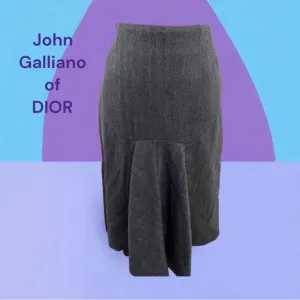 JOHN GALLIANO of DIOR Gray Herringbone Skirt