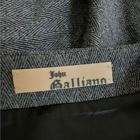 JOHN GALLIANO of DIOR Gray Herringbone Skirt