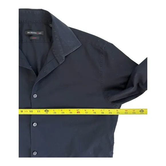 John Varvatos Men's Slim Fit Dress Shirt Black Size 15.5 /S/M