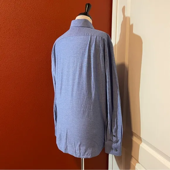 John Varvatos Men’s Slim Fit Tailored Blue Lux Button Down Dress Shirt