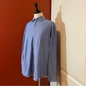 John Varvatos Men’s Slim Fit Tailored Blue Lux Button Down Dress Shirt