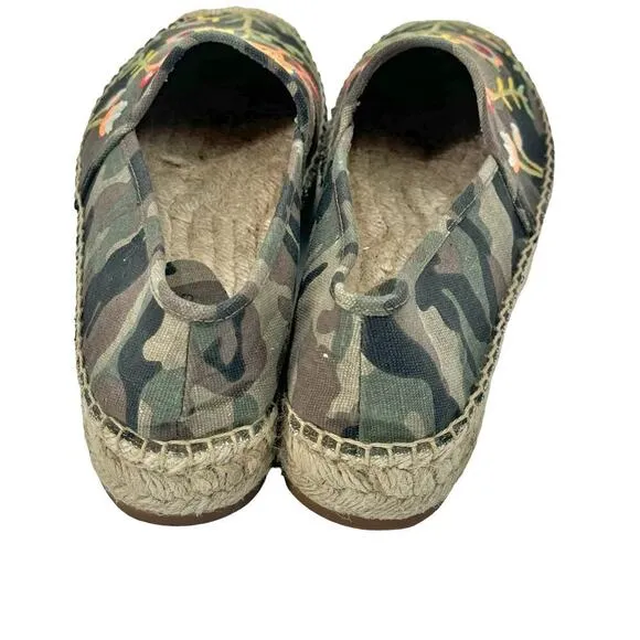 Johnny Was Floral Embroidered Espadrille Flat Shoes Green Size 6 NWOT