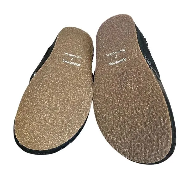 Johnny Was Women's Bluma Sherpa Slip-On Shoes Black Size 7 Casual