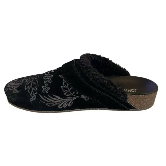 Johnny Was Women's Bluma Sherpa Slip-On Shoes Black Size 7 Casual