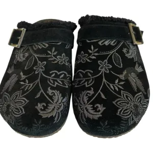 Johnny Was Women's Bluma Sherpa Slip-On Shoes Black Size 7 Casual
