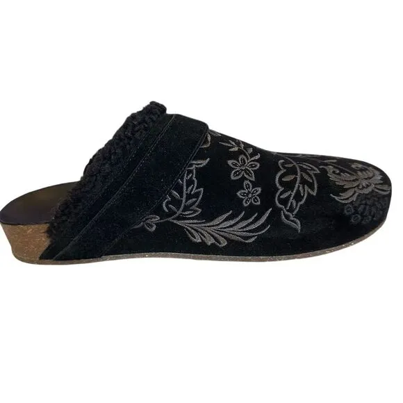 Johnny Was Women's Bluma Sherpa Slip-On Shoes Black Size 7 Casual