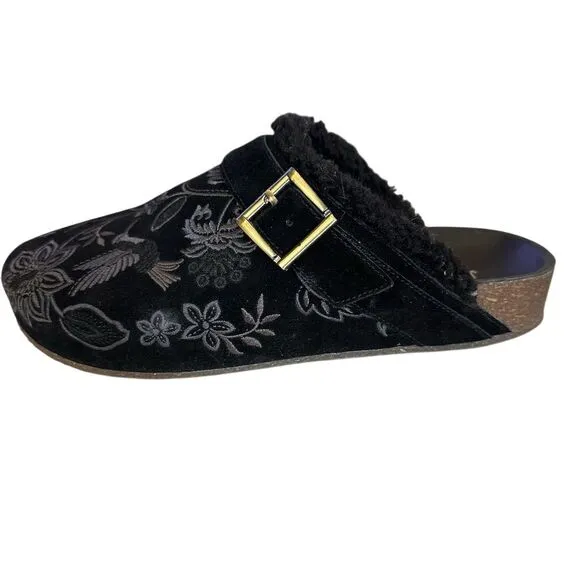 Johnny Was Women's Bluma Sherpa Slip-On Shoes Black Size 7 Casual