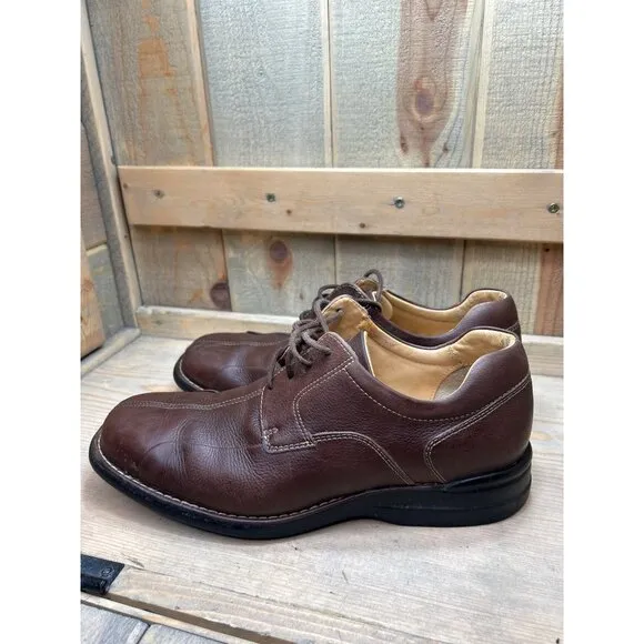 Johnston &amp; Murphy Mens 9.5M Brown Leather Dress Shoes Sheepskin Insole