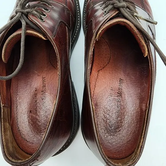 Johnston &amp; Murphy Mens 9M Brown Oxford Dress Shoes Lace Up Leather 20-7110