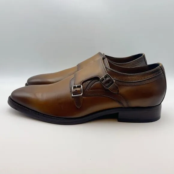 Johnston &amp; Murphy Mens Danridge Dress Shoes US 13 Brown Double Monk Leather NIB