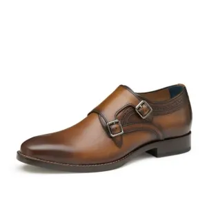 Johnston &amp; Murphy Mens Danridge Dress Shoes US 13 Brown Double Monk Leather NIB