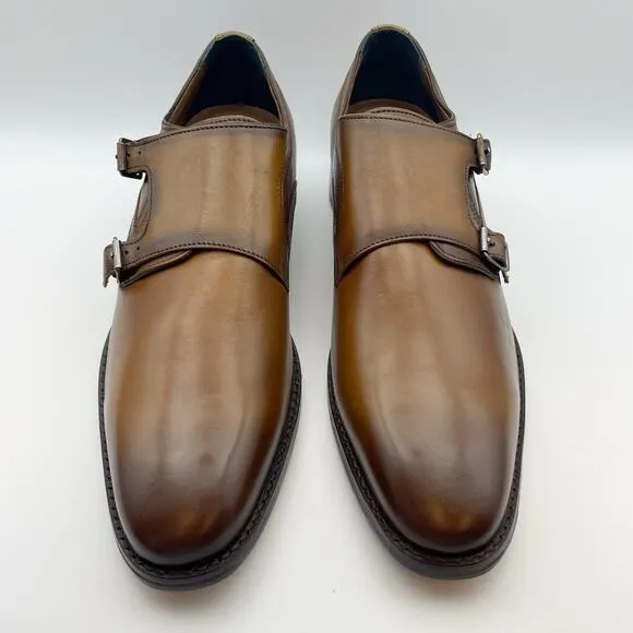 Johnston &amp; Murphy Mens Danridge Dress Shoes US 13 Brown Double Monk Leather NIB
