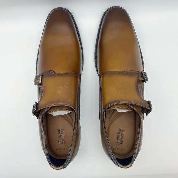 Johnston &amp; Murphy Mens Danridge Dress Shoes US 13 Brown Double Monk Leather NIB