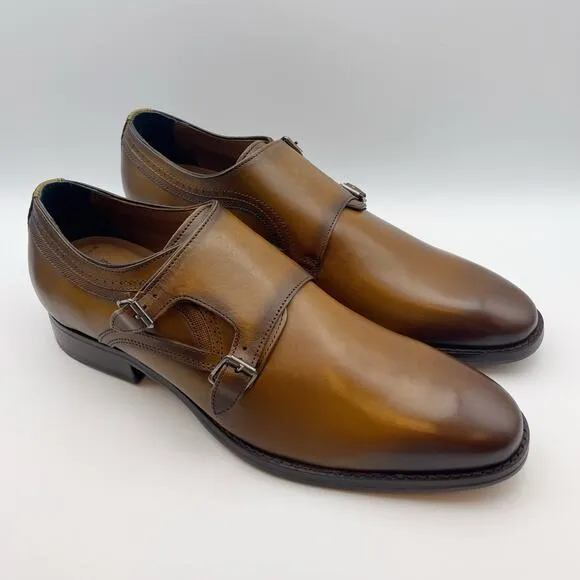 Johnston &amp; Murphy Mens Danridge Dress Shoes US 13 Brown Double Monk Leather NIB