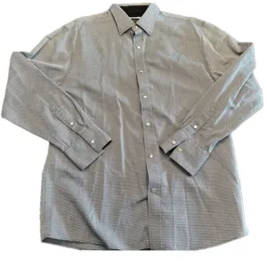 JOHNSTON &amp; MURPHY SLIM FIT GRAY DIAMOND PATTERN DRESS SHIRT