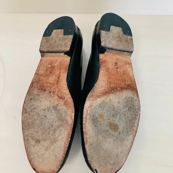 JOHNSTON AND MURPHY Slip on Hand Sewn Black Leather Basket Weave Top Loafer Styl