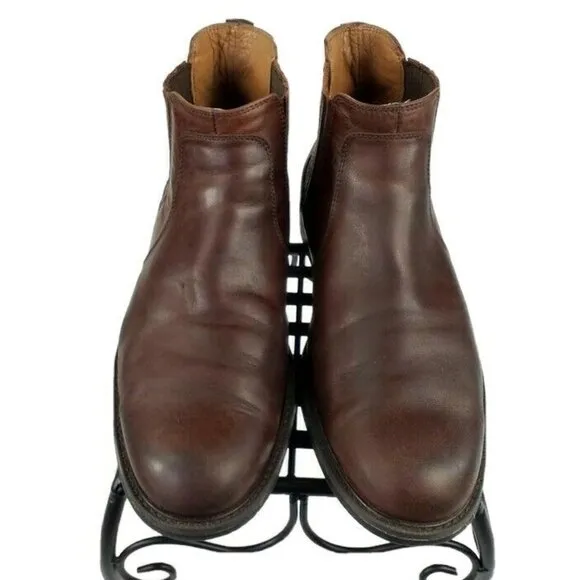 Johnston Murphy Cardell Leather Chelsey Ankle Boots Mens Brown 8M Side Gore