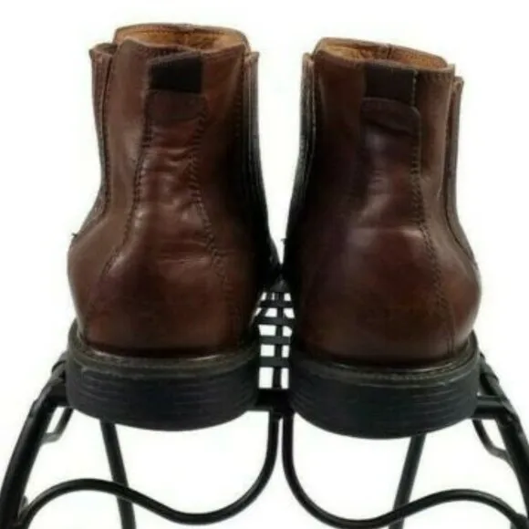 Johnston Murphy Cardell Leather Chelsey Ankle Boots Mens Brown 8M Side Gore