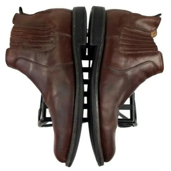 Johnston Murphy Cardell Leather Chelsey Ankle Boots Mens Brown 8M Side Gore