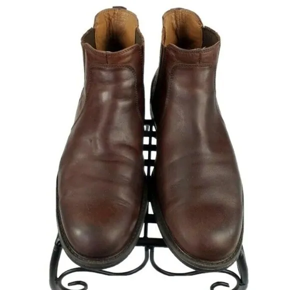 Johnston Murphy Cardell Leather Chelsey Ankle Boots Mens Brown 8M Side Gore