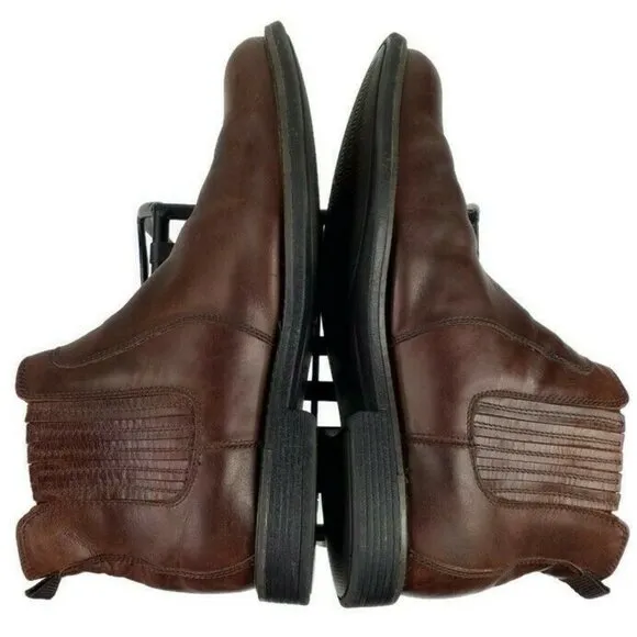 Johnston Murphy Cardell Leather Chelsey Ankle Boots Mens Brown 8M Side Gore