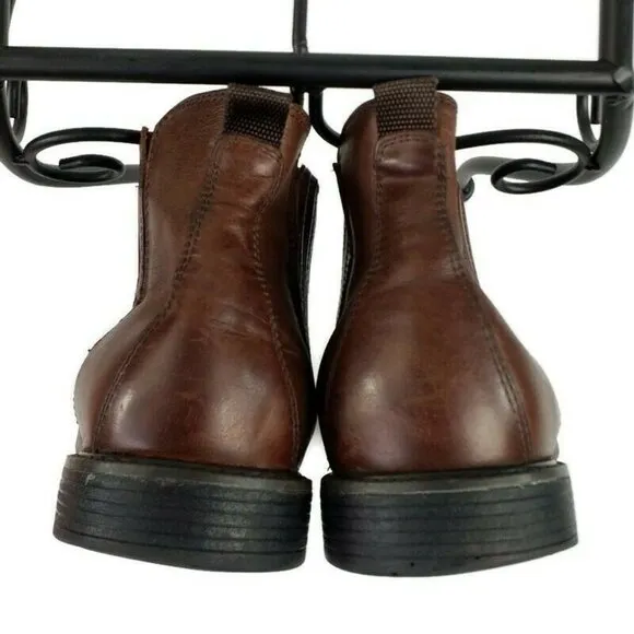 Johnston Murphy Cardell Leather Chelsey Ankle Boots Mens Brown 8M Side Gore