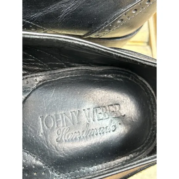 Johny Weber Handmade Mens Black Leather Monk Strap Shoes Size 11.5