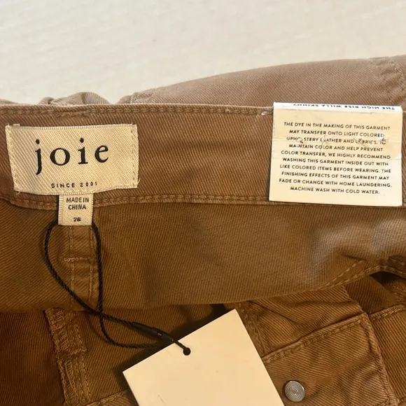 Joie 26 Jeans The High Rise Willa Park Skinny in Tiger’s Eye Tan pockets NWT
