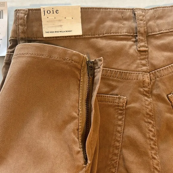 Joie 26 Jeans The High Rise Willa Park Skinny in Tiger’s Eye Tan pockets NWT